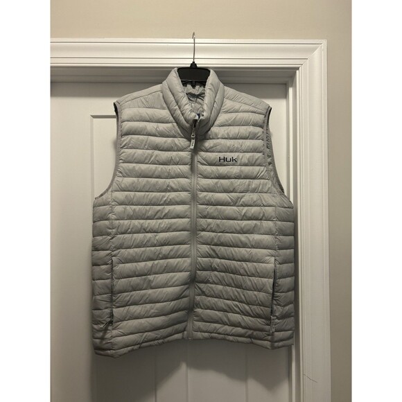NWT Men’s Huk Performance Fishing Double Down Full Zip Vest Light Gray Size XL - Picture 1 of 5